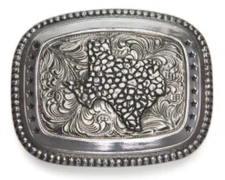 Hebilla Contorno Estado De Texas Y Filigranas Chapado Plata Envejecida Crumrine