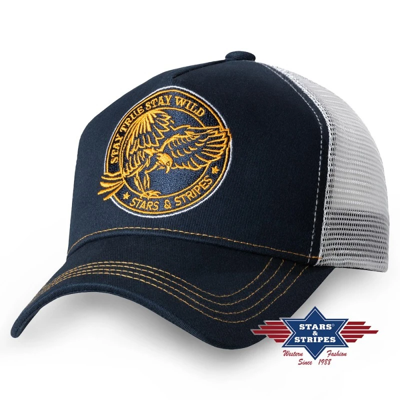 Gorra Vaquera Azul Y Blanca Stars & Stripes Con águila Bordada