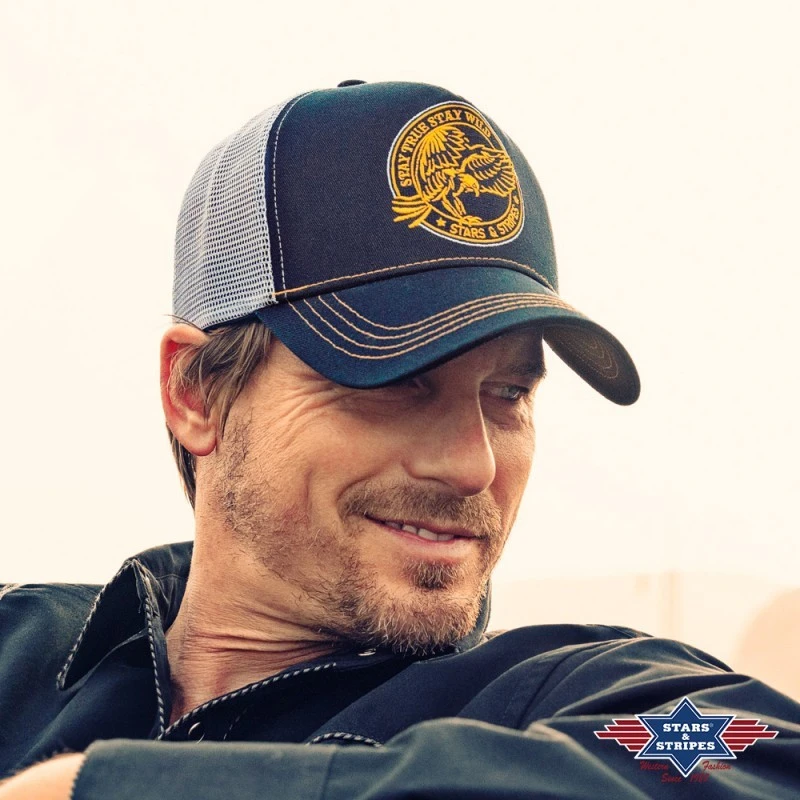 Gorra Vaquera Azul Y Blanca Stars & Stripes Con águila Bordada 2 Gorra Vaquera Azul Y Blanca Stars & Stripes Con águila Bordada - Imagen 2