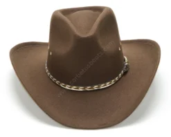 Sombrero Vaquero Unisex Rígido Con Fieltro Marrón Forrado Línea Económica -Moda Complementos Tienda Kansas Brown 1