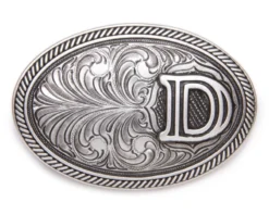 Hebilla Texana Nombre Letra D Con Filigranas Grabadas