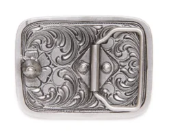 Hebilla Vaquera Pequeña Cuadrada Con Diseño Flores