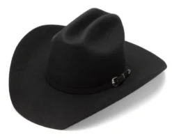 Sombrero Western Negro Fieltro Rígido De Lana Ala Ondulada Alta -Moda Complementos Tienda MON 2 3X BK