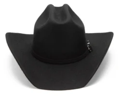 Sombrero Western Negro Fieltro Rígido De Lana Ala Ondulada Alta