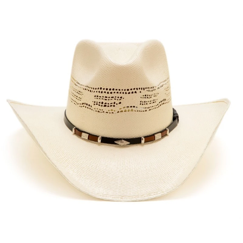 Sombrero Blanco Paja Dura Estilo Cowboy Copa Puntiaguda Con Aberturas 1 Sombrero Blanco Paja Dura Estilo Cowboy Copa Puntiaguda Con Aberturas