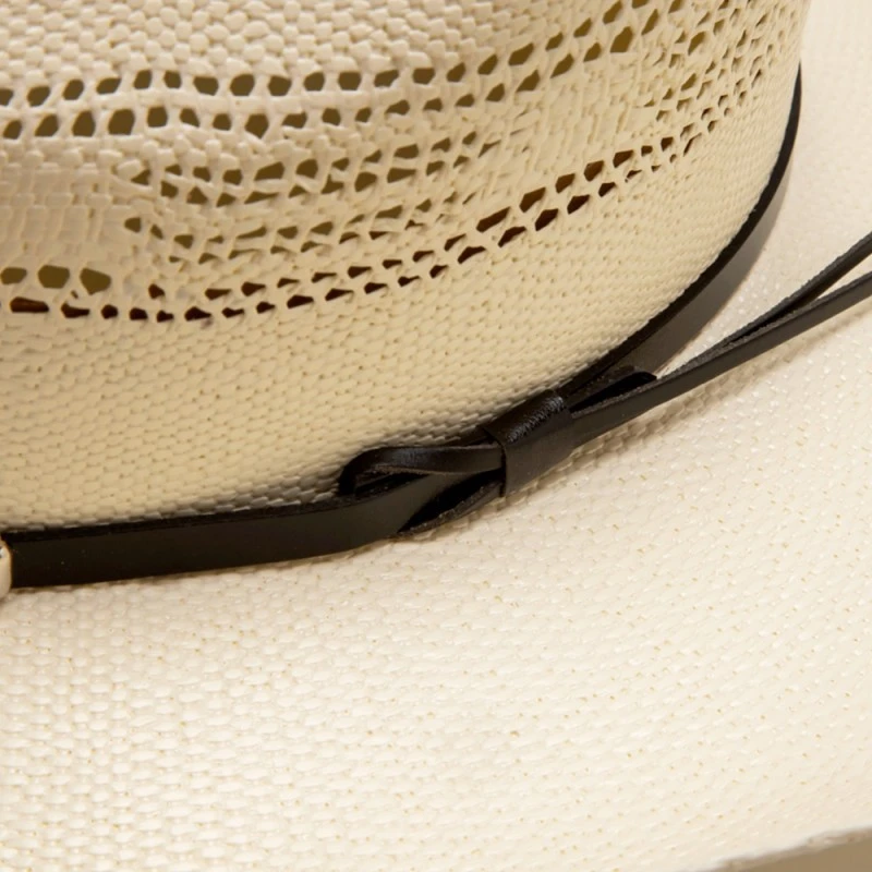 Sombrero Blanco Paja Dura Estilo Cowboy Copa Puntiaguda Con Aberturas 3 Sombrero Blanco Paja Dura Estilo Cowboy Copa Puntiaguda Con Aberturas - Imagen 3