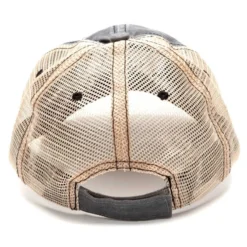 Gorra Vaquero Longhorn Estilo Trucker Cap Aspecto Desgastado Visera Amarilla Alambre Espino Bordado