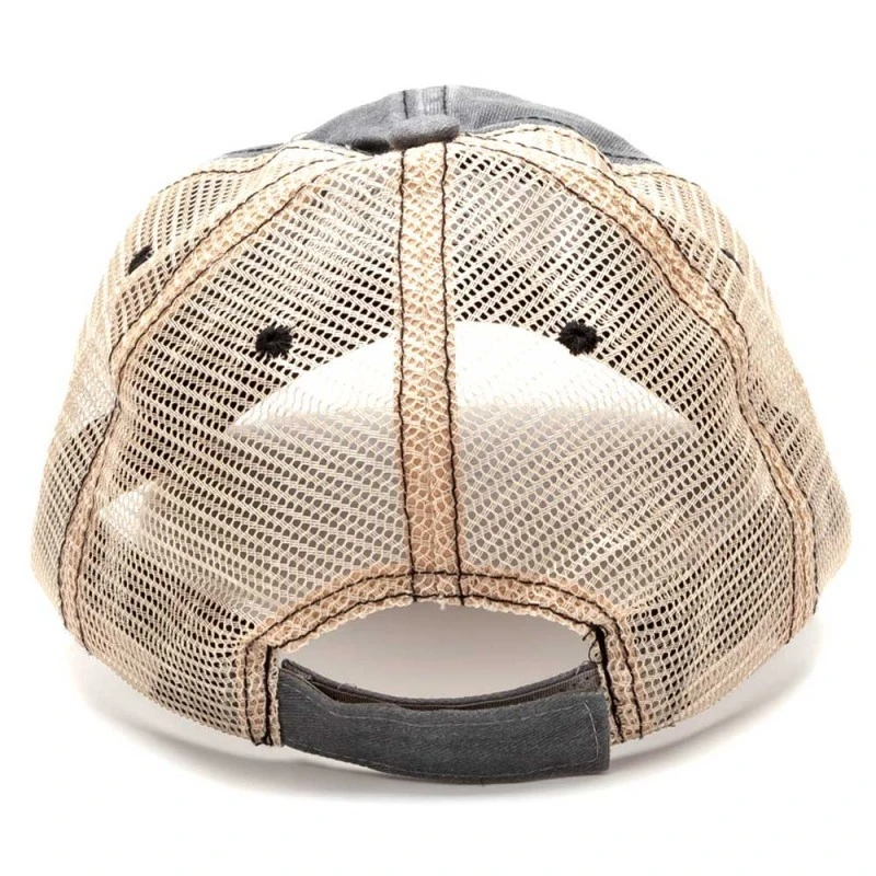 Gorra Vaquero Longhorn Estilo Trucker Cap Aspecto Desgastado Visera Amarilla Alambre Espino Bordado