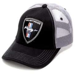 Gorra Oficial Mustang Estilo Trucker Negra Con Escudo Frontal Bordado