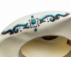 Sombrero Cowgirl De Paja Con Broches Color Turquesa Y Hebilla Grabada -Moda Complementos Tienda SWEET SEDUCTION 9