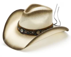 Sombrero Cowgirl Para Chica Copa Calada Y Cinta Detalles Azul Turquesa -Moda Complementos Tienda Shelby