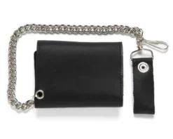 Cartera Tríptica Con Cadena Tamaño Pequeño De Cuero Negro 7 Cartera Tríptica Con Cadena Tamaño Pequeño De Cuero Negro -Moda Complementos Tienda TC315 Trasera