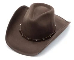 Sombrero Western Clásico Fieltro Marrón Duro Copa Pinch -Moda Complementos Tienda Thunderbird Brown 1